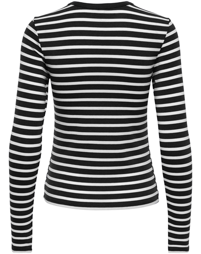 Only - ONLEvie L/S O-Neck Strip Top - Black
